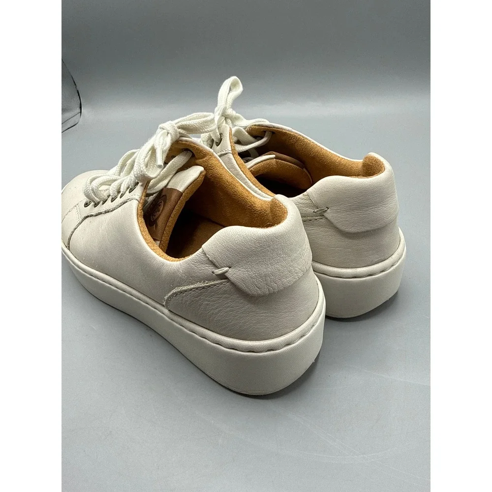 Born Mira Cream Leather Platform Sneakers Low Top Shoes BR0054301 Womens 6.5M